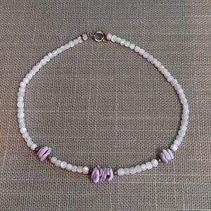 Mother of Pearl Purple Shell Ankle Bracelet 10" Long Anklet Vintage